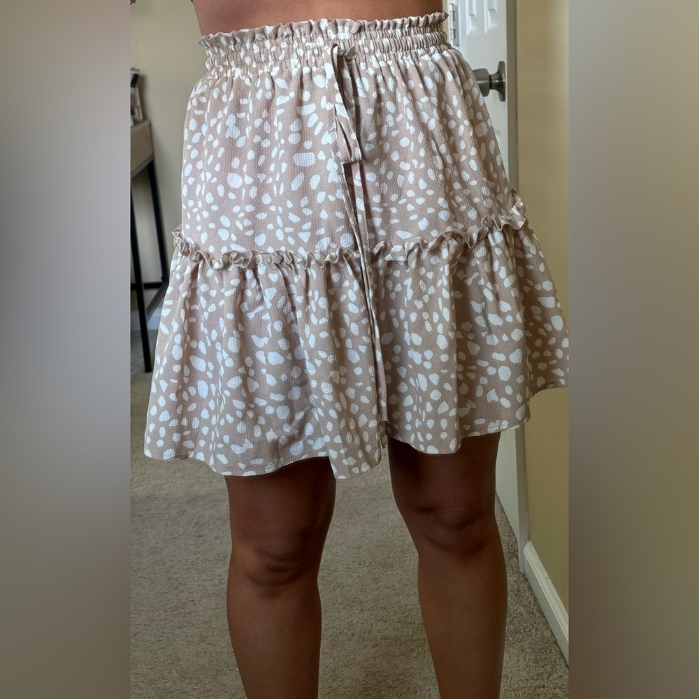 High waist drawstring ruffle flared boho skirt